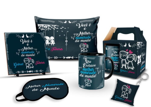 Caneca + Kit Presente Melhor Namorado com Nome - Mod 002