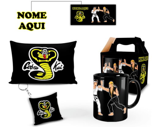 Caneca + Kit Série Cobra Kai com Nome Personalizado - Mod001