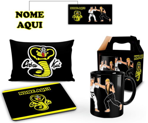 Caneca + Kit Série Cobra Kai com Nome Personalizado - Mod002
