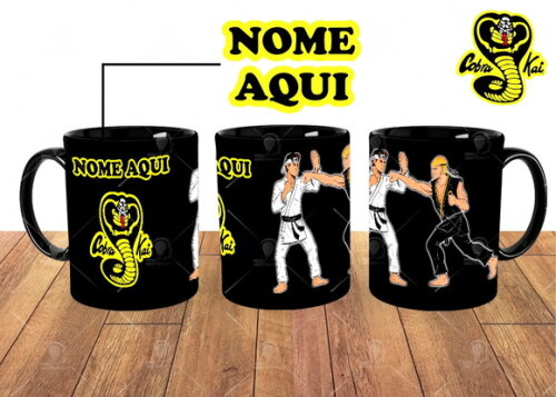 Caneca + Kit Série Cobra Kai com Nome Personalizado - Mod002