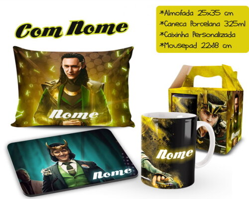 Caneca + Kit Série Loki com nome Personalizado - Mod 001