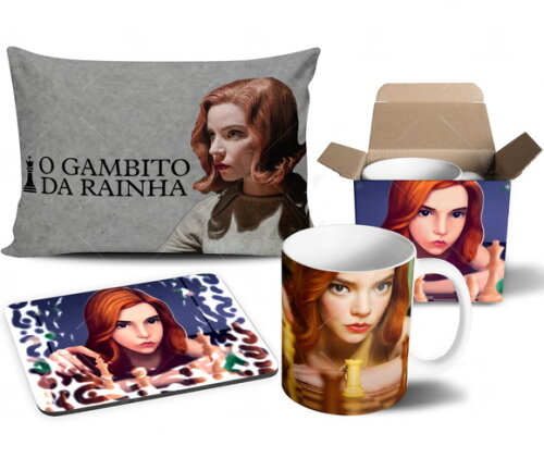 Caneca + Kit Série O Gambito da Rainha - Mod 002