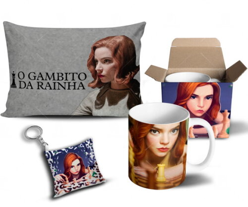 Caneca + Kit Série O Gambito da Rainha - Mod 001