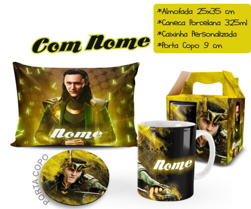 Caneca + Kit Série Loki com nome Personalizado - Mod 004