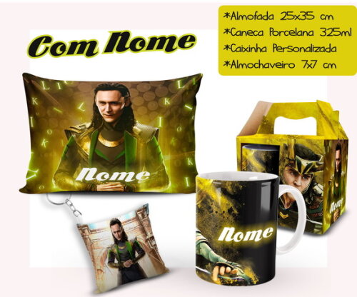 Caneca + Kit Série Loki com nome Personalizado - Mod 003