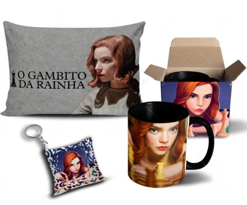 Caneca + Kit Série O Gambito da Rainha - Mod 004