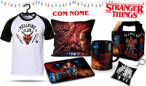 Caneca + Kit Série Stranger Things 4 Temporada com Nome