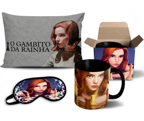 Caneca + Kit Série O Gambito da Rainha - Mod 006