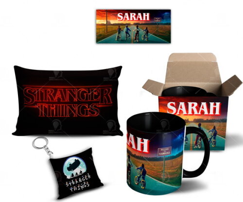 Caneca + Kit Série Stranger Things Netflix com Nome - Mod 10