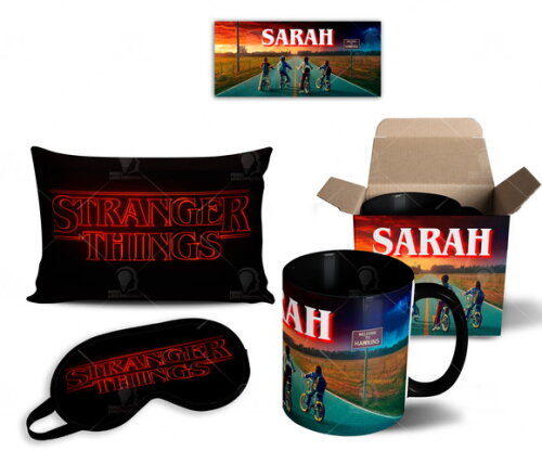Caneca + Kit Série Stranger Things Netflix com Nome - Mod 12
