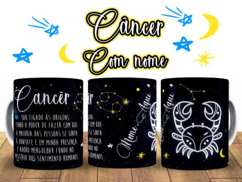 Caneca + Kit Signo Câncer Personalizada Com Nome