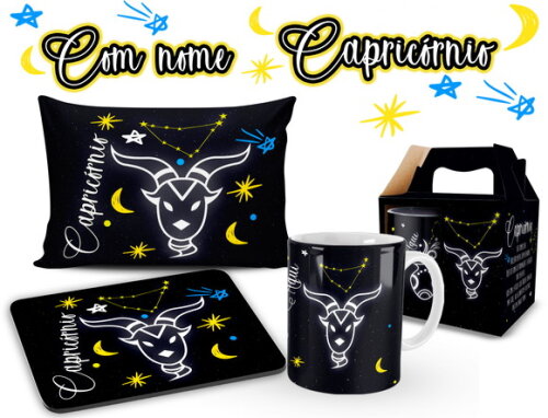 Caneca + Kit Signo Capricórnio Personalizada Com Nome