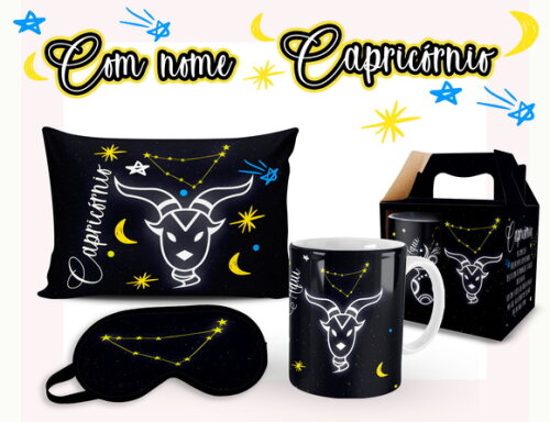 Caneca + Kit Signo Capricórnio Personalizada Com Nome
