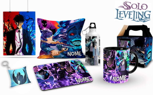 Caneca + Kit Solo Leveling com Nome Personalizado