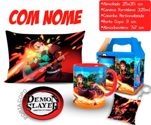 Caneca + Kit Tanjiro Demon slayer com Nome - Mod 001