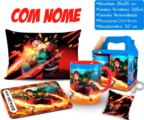 Caneca + Kit Tanjiro Demon slayer com Nome - Mod 002