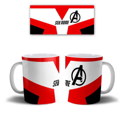 Caneca + Kit Vingadores Avengers Uniforme com o Nome