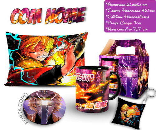 Caneca + Kit Zenitsu Demon slayer - Mod 001