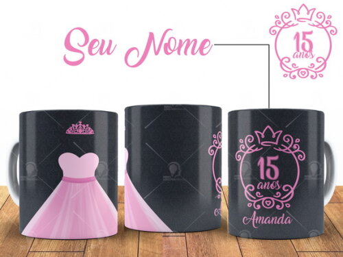 Caneca 15 anos debutante Personalize com seu Nome + Caixinha