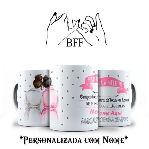 Caneca Amigas para Presente com Nome Personalizado