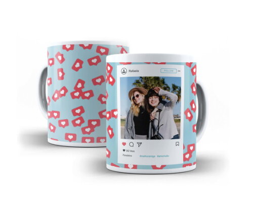 Caneca Amizade Mosaico Instagram 3 Fotos + Caixinha