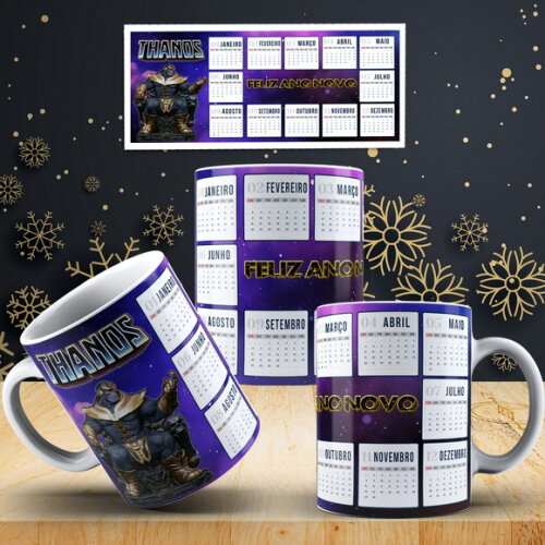 Caneca Ano Novo Vingadores Reveillon Calendário 2020 + Caixa