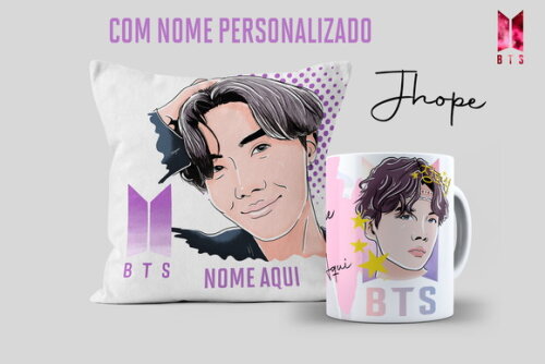 Caneca BTS J-Hope + Almofada Personalizada com Nome