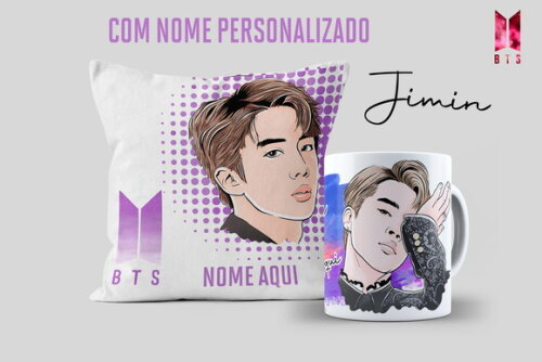 Caneca BTS Jimin + Almofada Personalizada com Nome