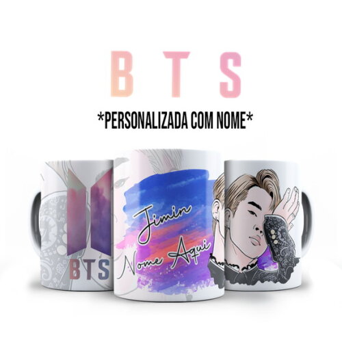 Caneca BTS Jimin + Almofada Personalizada com Nome