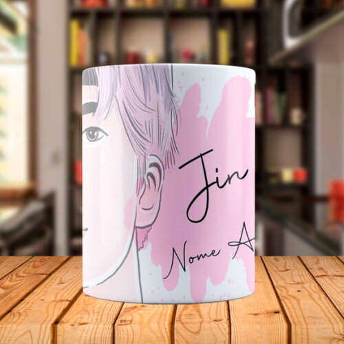 Caneca BTS Jin + Almofada Personalizada com Nome