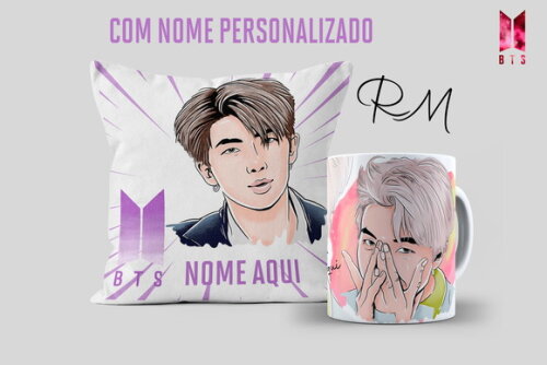 Caneca BTS RM + Almofada Personalizada com Nome