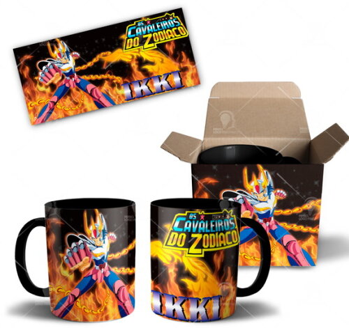 Caneca Cavaleiros do Zodíaco Ikki de Fênix + Caixinha
