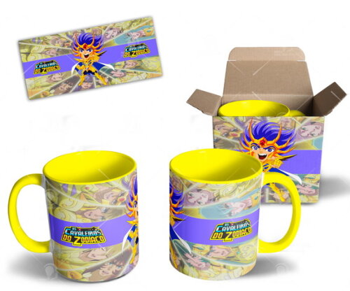 Caneca Coleção Cavaleiros de Ouro Signo Câncer + Caixinha