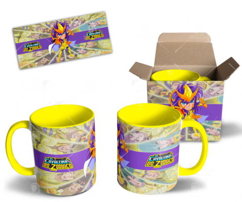 Caneca Coleção Cavaleiros de Ouro Signo Escorpião + Caixa