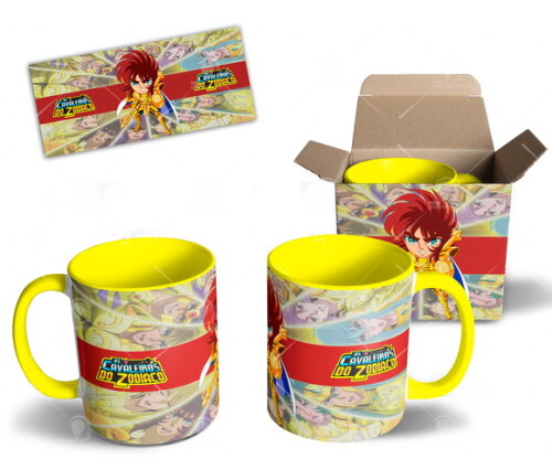 Caneca Coleção Cavaleiros de Ouro Signo Libra + Caixa