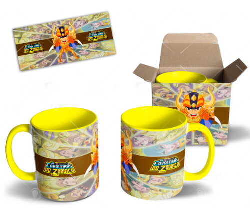 Caneca Coleção Cavaleiros de Ouro Signo Touro + Caixa