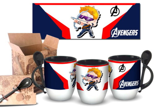 Caneca Com Colher Personalizada Gavião Arqueiro VIngadores