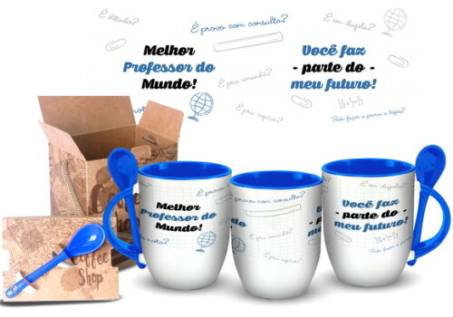 Caneca Com Colher Personalizada Melhor professor do Mundo