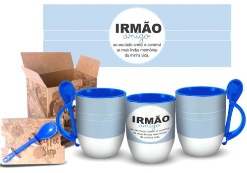 Caneca Com Colher Personalizada Irmão Meu Amigo + Caixinha