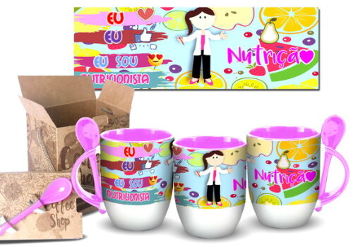 Caneca Com Colher Personalizada Profissão Nutricionista #1