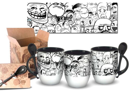 Caneca Com Colher Personalizado Memes Emoticons Funny!!!+ Cx