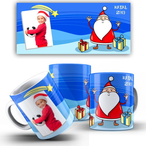 Caneca com Foto Feliz Natal Papai Noel + Caixinha mod 29