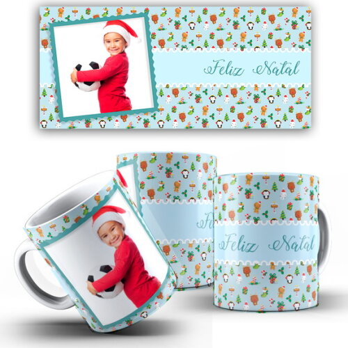 Caneca com Foto Natal Papai Noel + Caixinha Noel mod 22