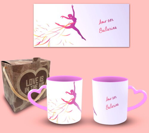 Caneca Coração Personalizada Profissão Bailarina + Cx #