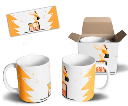 Caneca Crossfit no pain no gain Academia + Caixinha - Mod 03