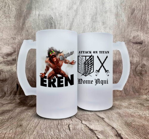 Caneca de Chopp Shingeki no Kyojin Eren com Nome