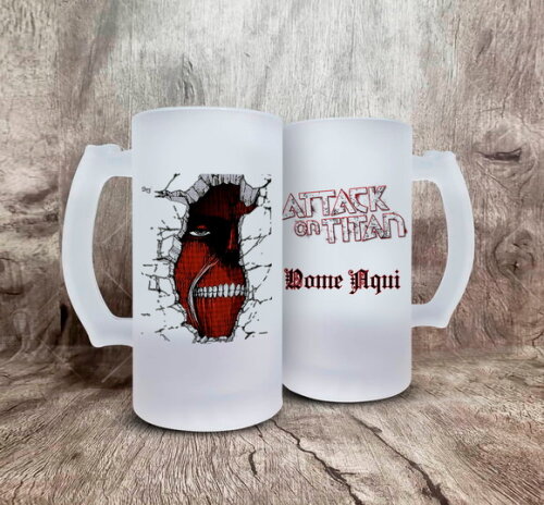 Caneca de Chopp Vidro Shingeki no Kyojin com Nome