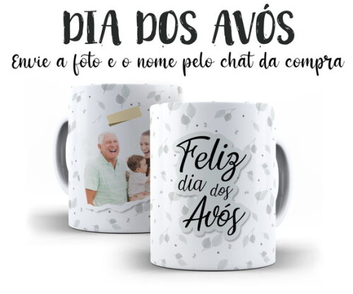 Caneca Dia dos Avós com Foto e Nome + Caixinha