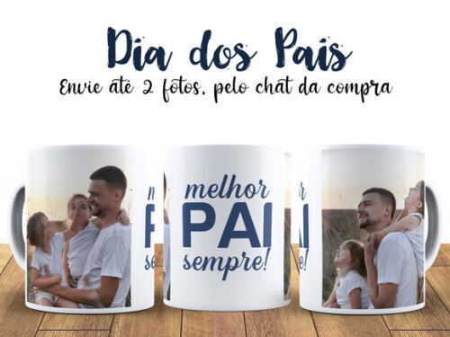 Caneca Dia dos Pais com 2 fotos + Caixinha