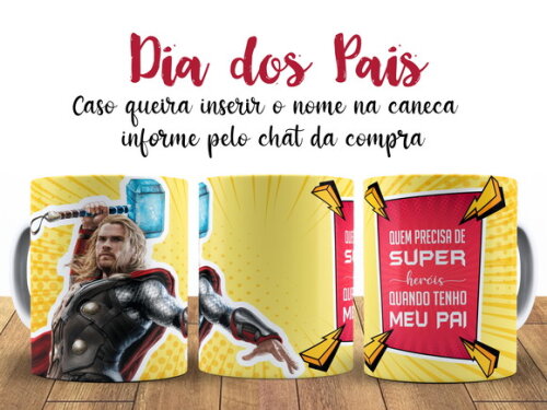 Caneca Dia dos Pais Heróis Thor + Caixinha